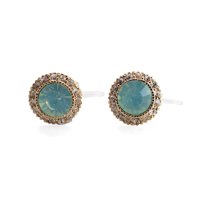 Mint Green Rhinestone Crystal Invisible Clip On Stud Earrings - miyabigracejewelry.com