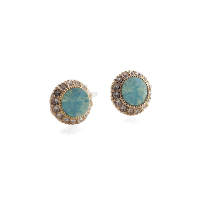 Mint Green Rhinestone Crystal Invisible Clip On Stud Earrings - miyabigracejewelry.com