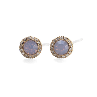 Milky Pink Rhinestone Crystal Invisible Clip On Stud Earrings - miyabigracejewelry.com