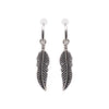 Silver Feather Resin Clip On Hoop Earrings - Miyabi Grace