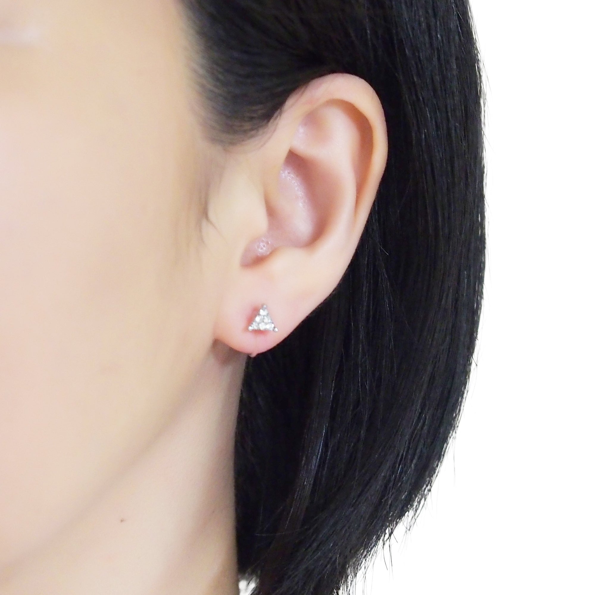 Minimalist Silver Triangle Invisible Clip On Stud Earrings - miyabigracejewelry.com
