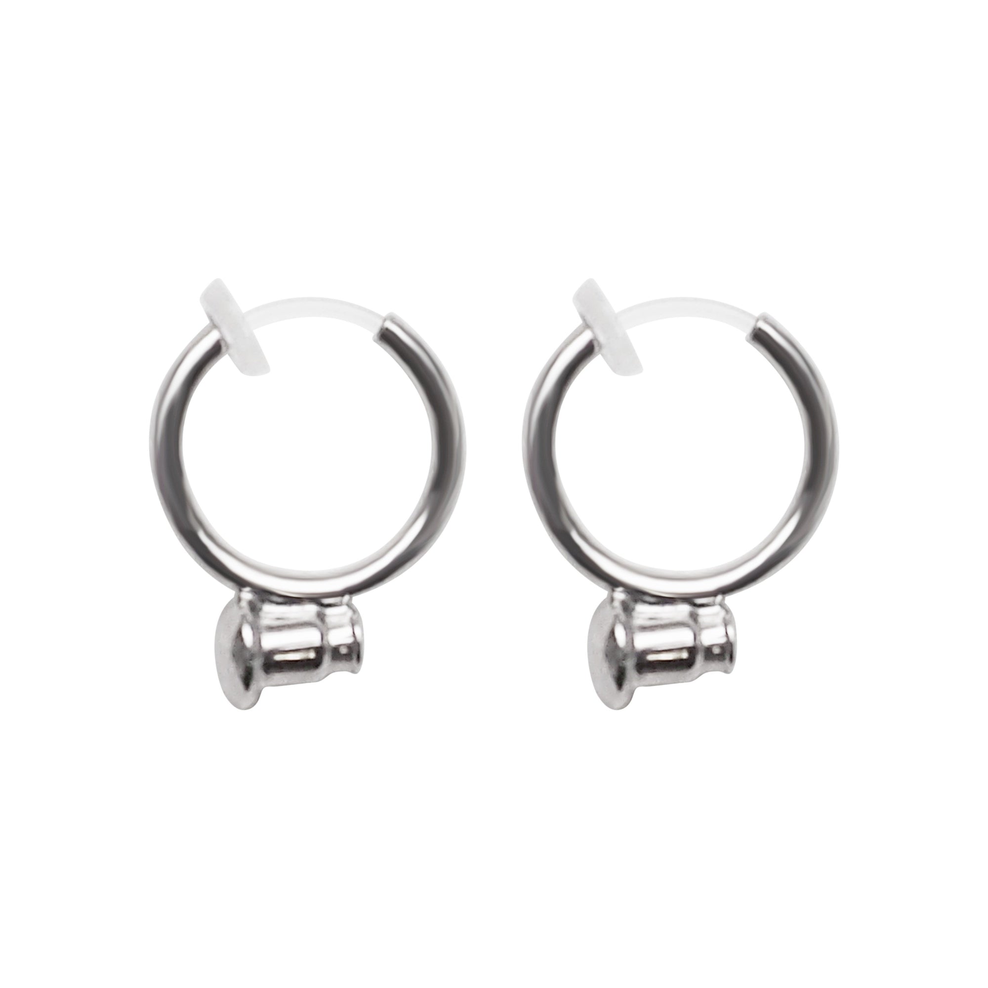 Silver Invisible Clip On Hoop Earrings Converters - Miyabi Grace
