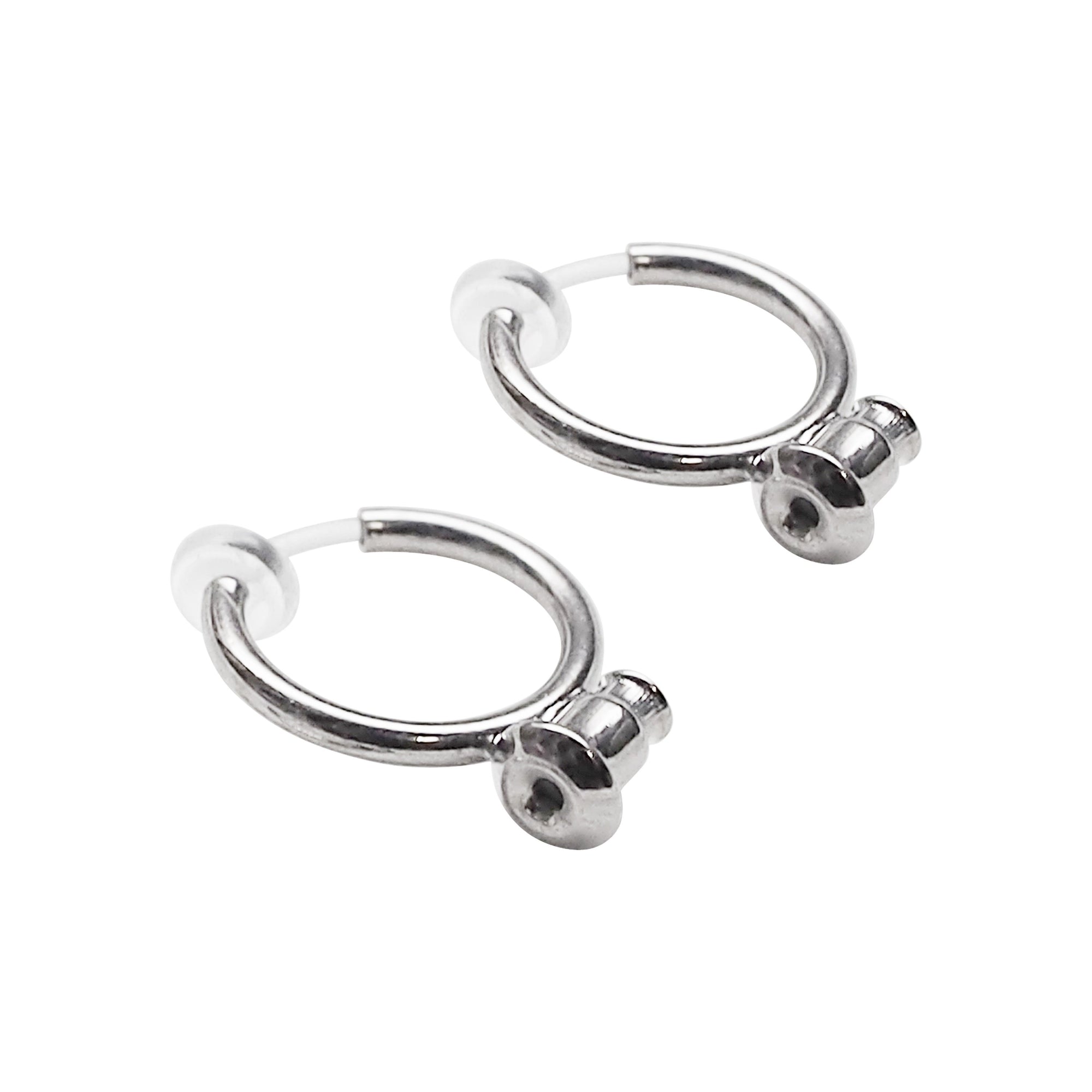 Silver Invisible Clip On Hoop Earrings Converters - Miyabi Grace