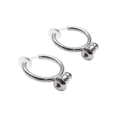 Silver Invisible Clip On Hoop Earrings Converters - Miyabi Grace