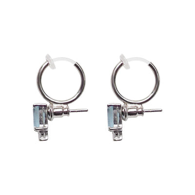 Silver Invisible Clip On Hoop Earrings Converters - Miyabi Grace