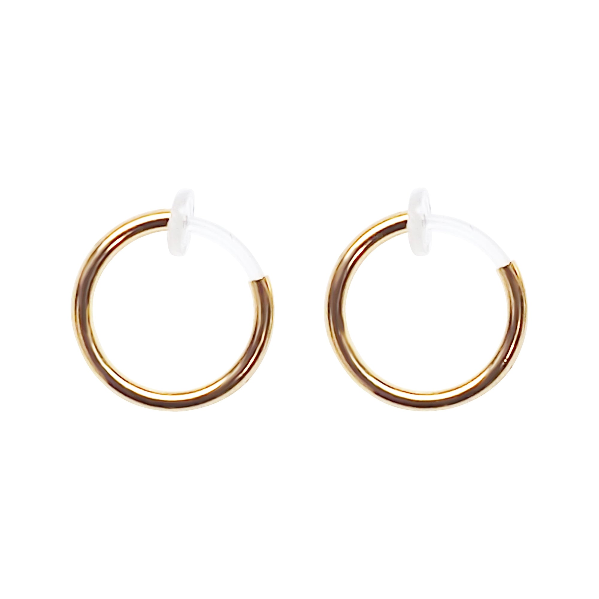 Gold 12mm 15mm Resin Clip On Hoop Earrings - Miyabi Grace