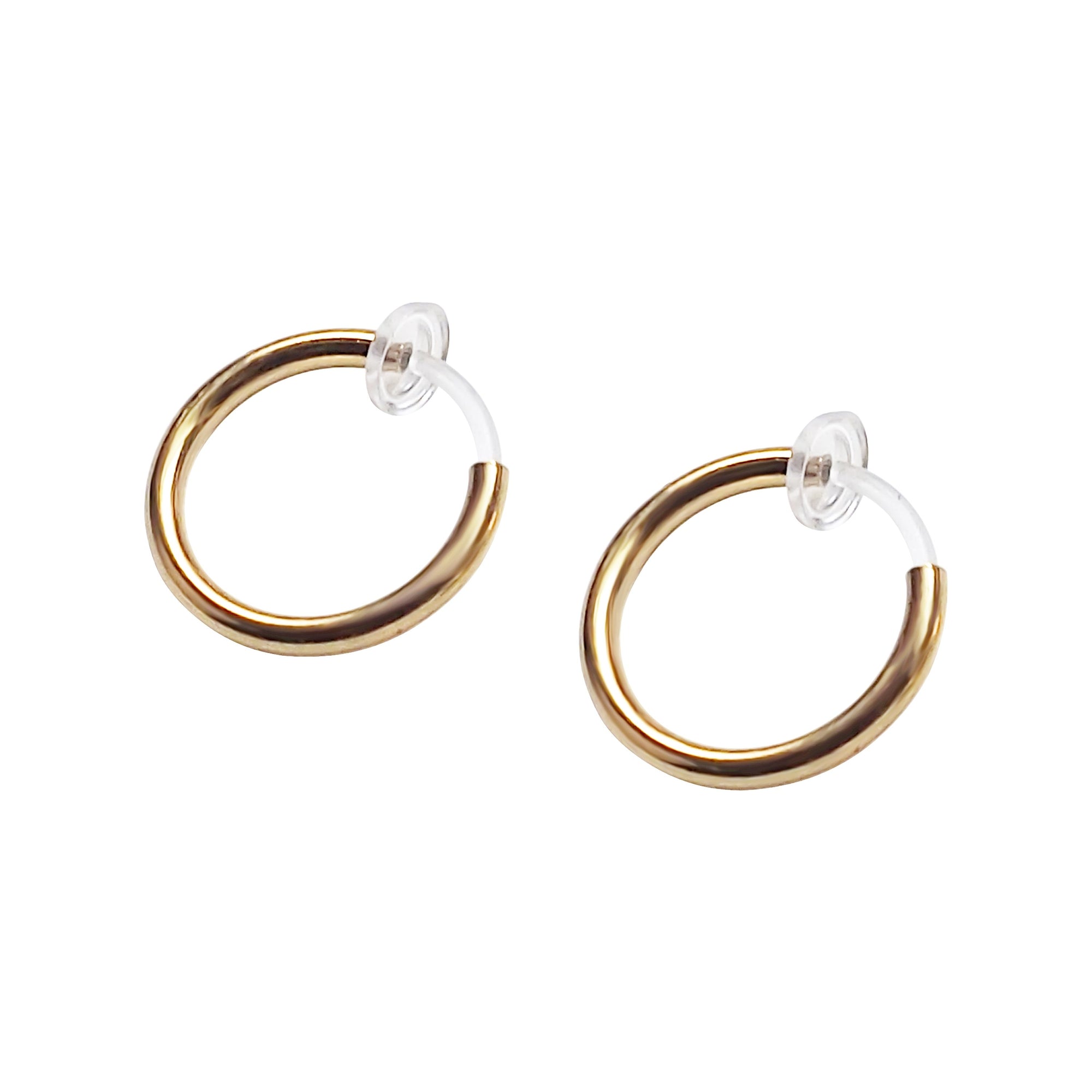 Gold 12mm 15mm Resin Clip On Hoop Earrings - Miyabi Grace