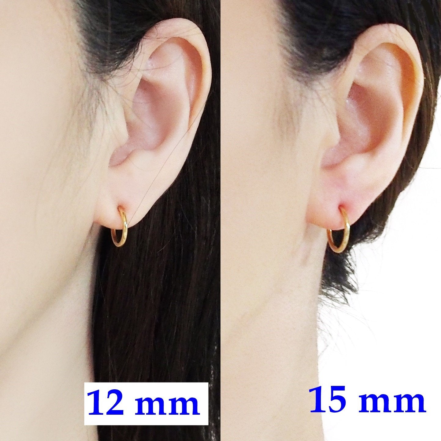 Gold 12mm 15mm Resin Clip On Hoop Earrings - Miyabi Grace