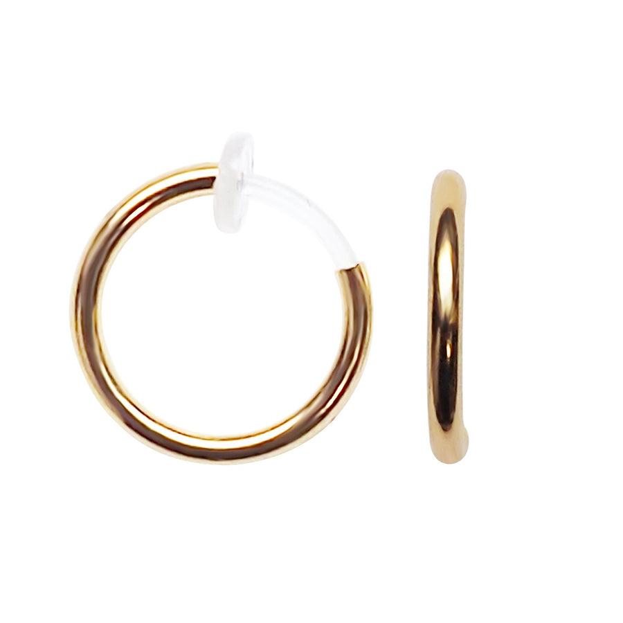 Gold 12mm 15mm Resin Clip On Hoop Earrings - Miyabi Grace