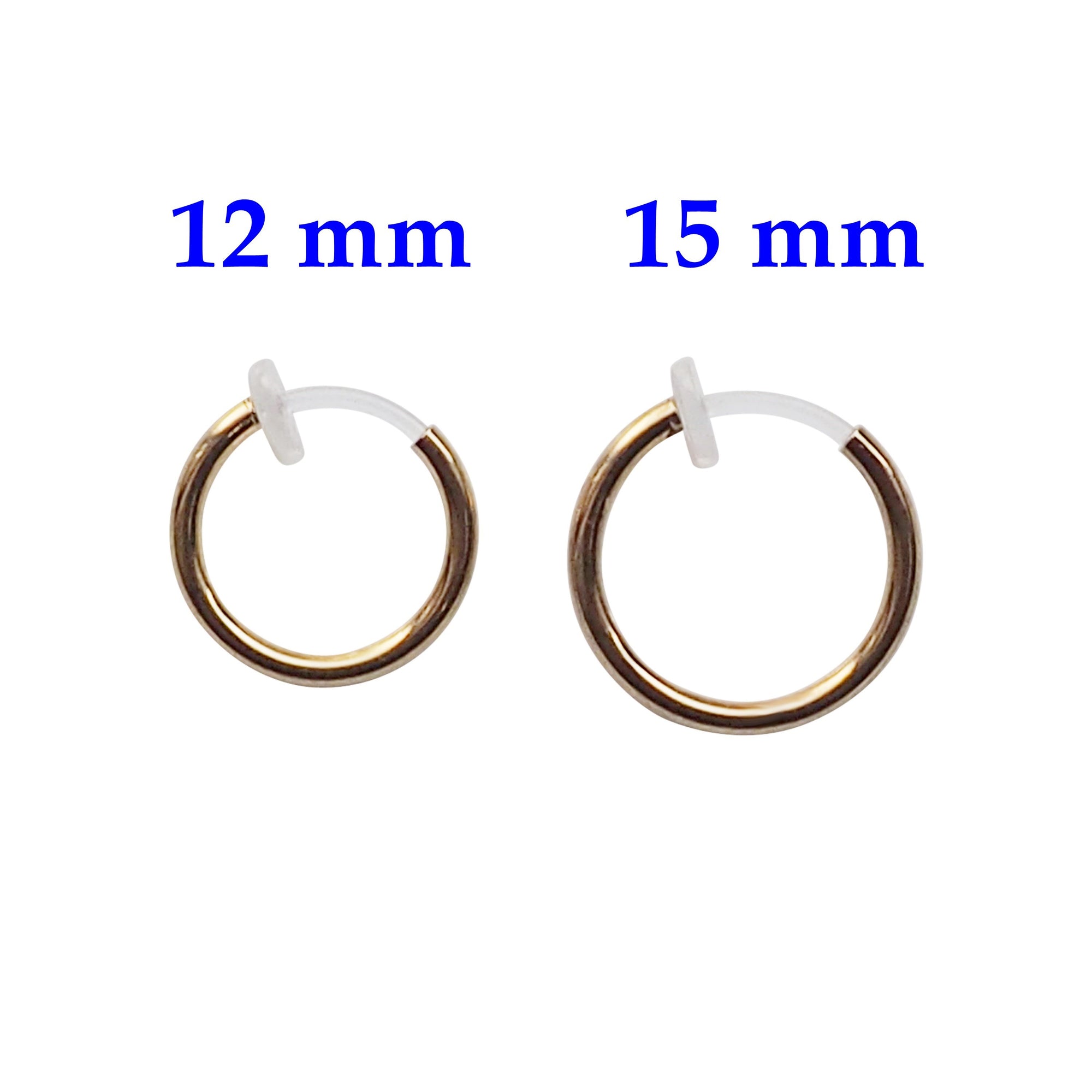 Gold 12mm 15mm Resin Clip On Hoop Earrings - Miyabi Grace
