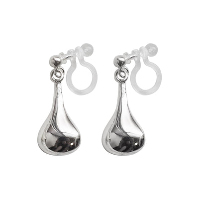 925 Sterling Silver Dangle Teardrop Invisible Clip On Earrings - Miyabi Grace