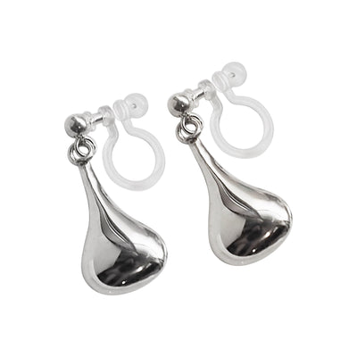 925 Sterling Silver Dangle Teardrop Invisible Clip On Earrings - Miyabi Grace
