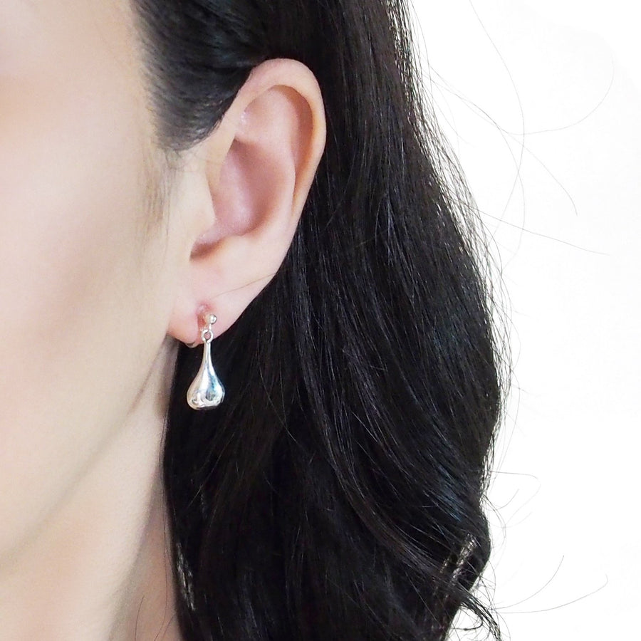 925 Sterling Silver Dangle Teardrop Invisible Clip On Earrings - Miyabi Grace