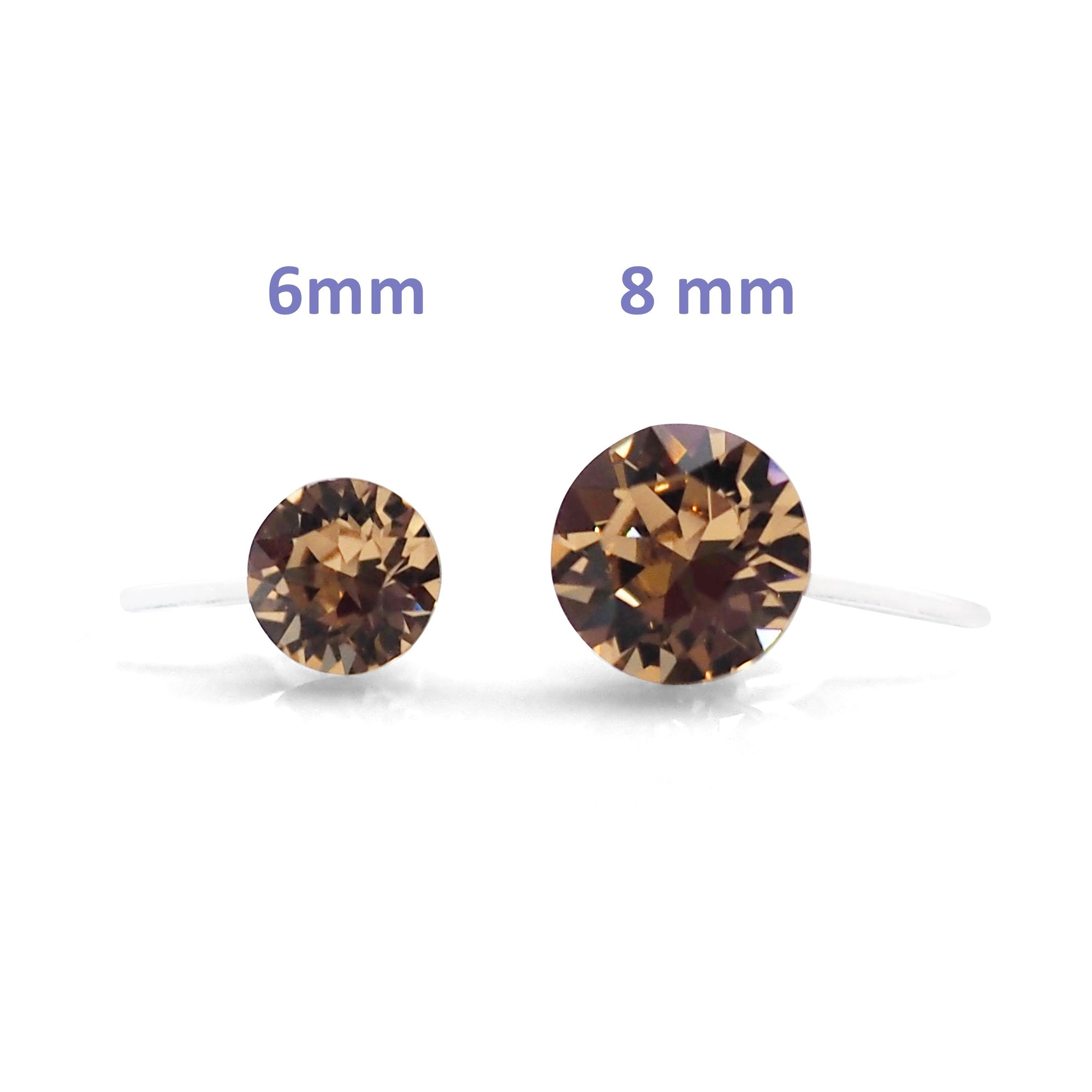 light brown topaz Swarovski crystal invisible clip on stud earrings - miyabigracejewelry.com