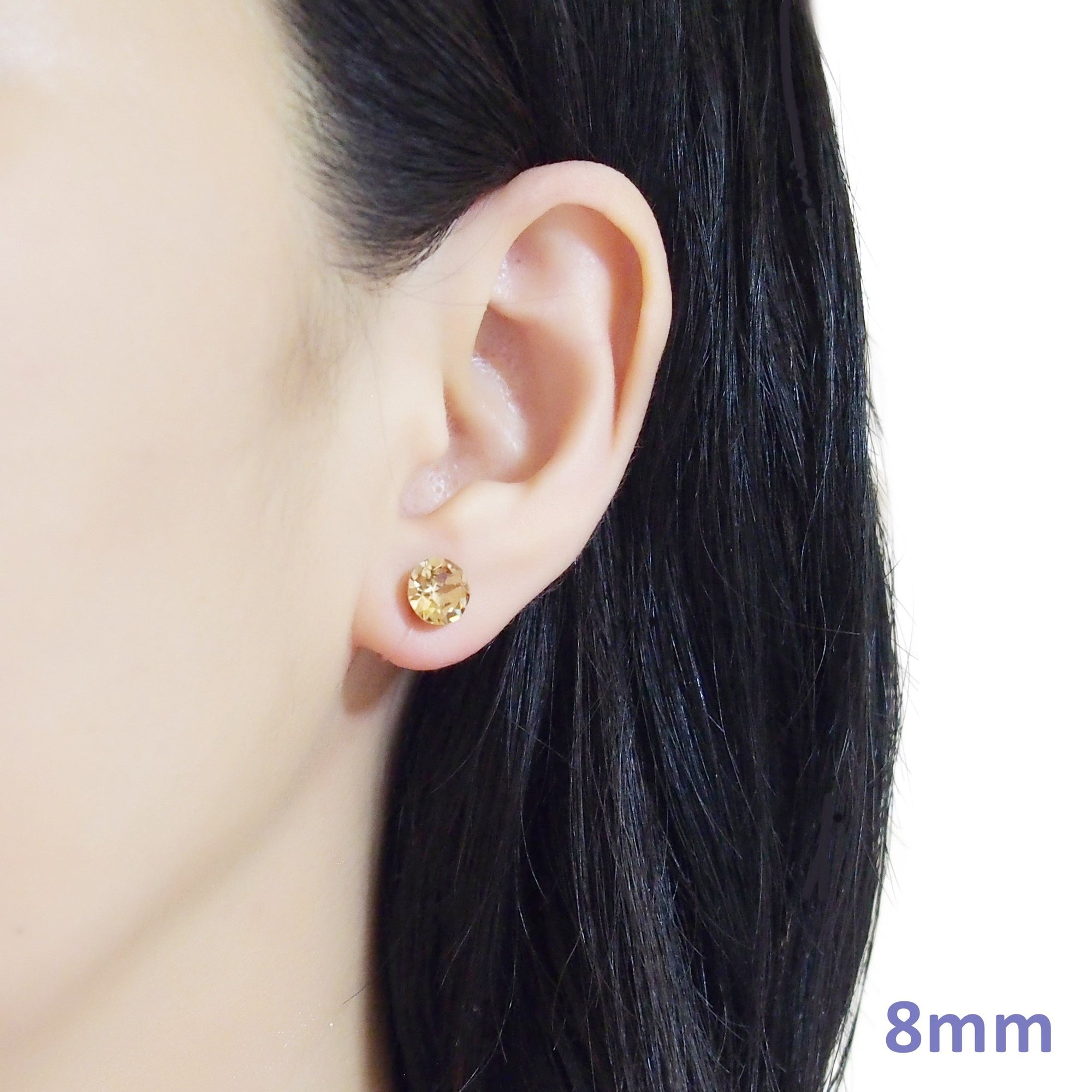 light brown topaz Swarovski crystal invisible clip on stud earrings - miyabigracejewelry.com