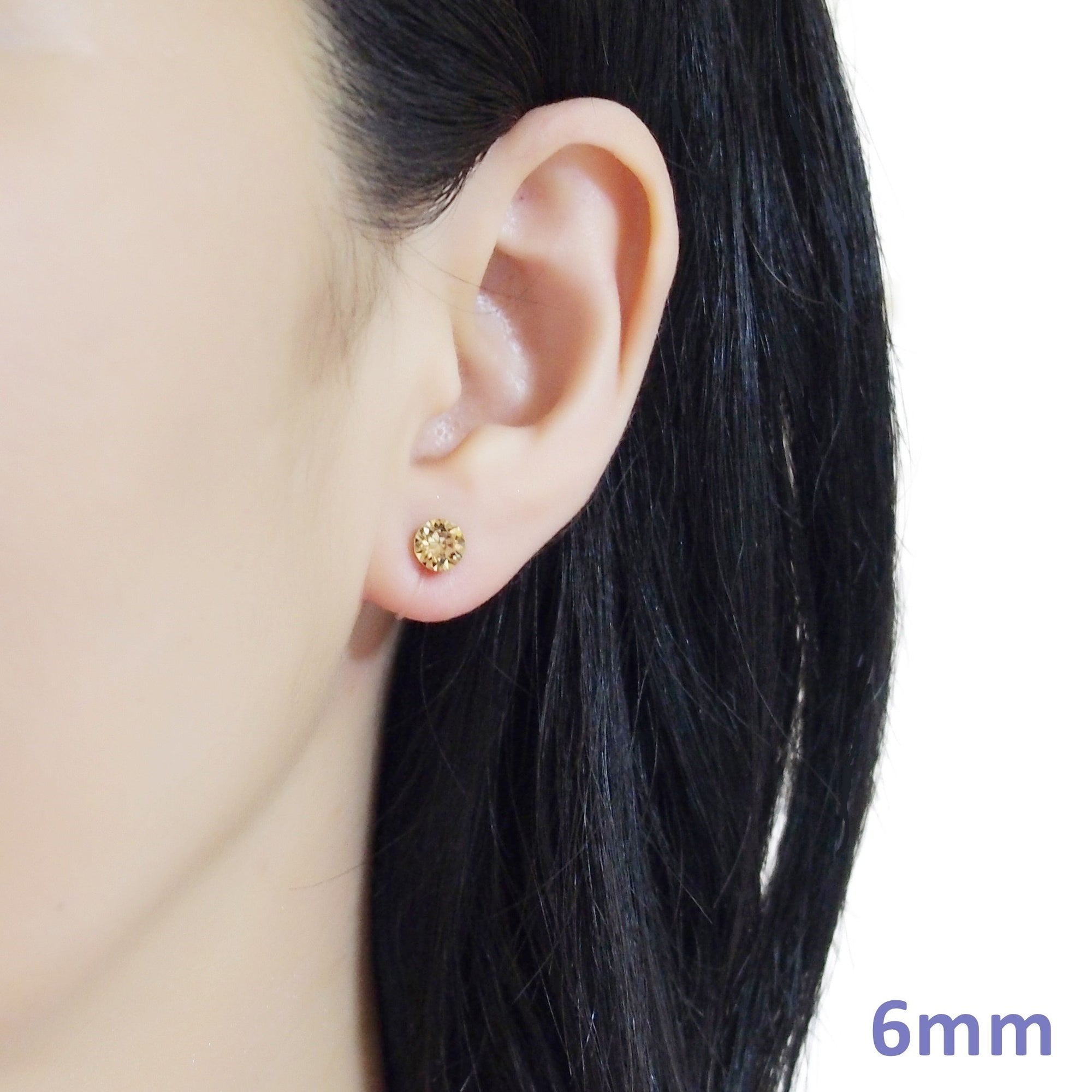 light brown topaz Swarovski crystal invisible clip on stud earrings - miyabigracejewelry.com