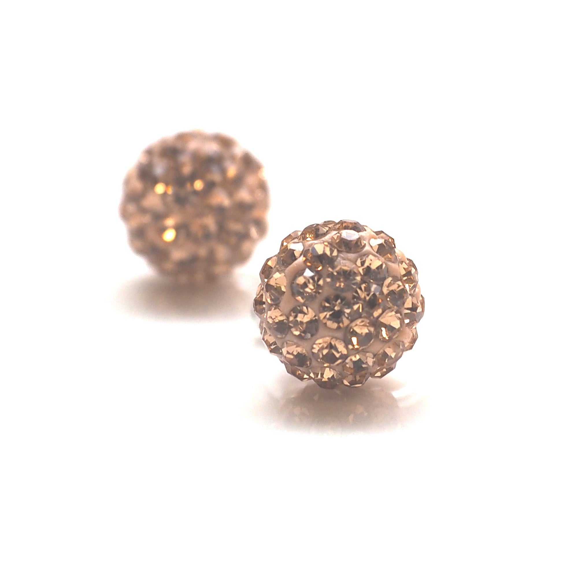 Pink rhinestone pave ball invisible clip on earrings - miyabigracejewelry.com