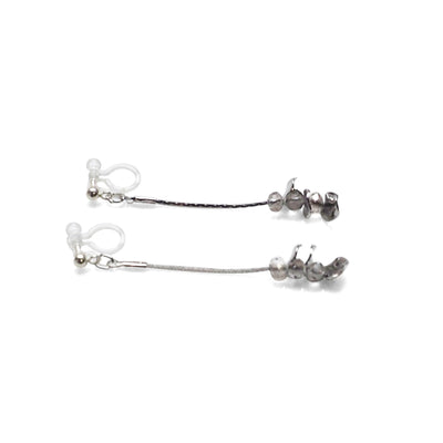 Dangle clear crystal & silver coin invisible clip on earrings - Miyabi Grace
