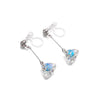 Dangle Aurora Borealis Triangle Swarovski Crystal Invisible Clip On Earrings (Silver tone) - Miyabi Grace
