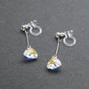 Dangle Aurora Borealis Triangle Swarovski Crystal Invisible Clip On Earrings (Silver tone) - Miyabi Grace