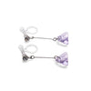 Dangle Violet Light Purple Triangle Swarovski Crystal Invisible Clip On Earrings (Silver tone) - Miyabi Grace