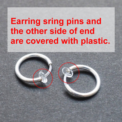Silver Cross Resin Clip On Hoop Earrings - Miyabi Grace
