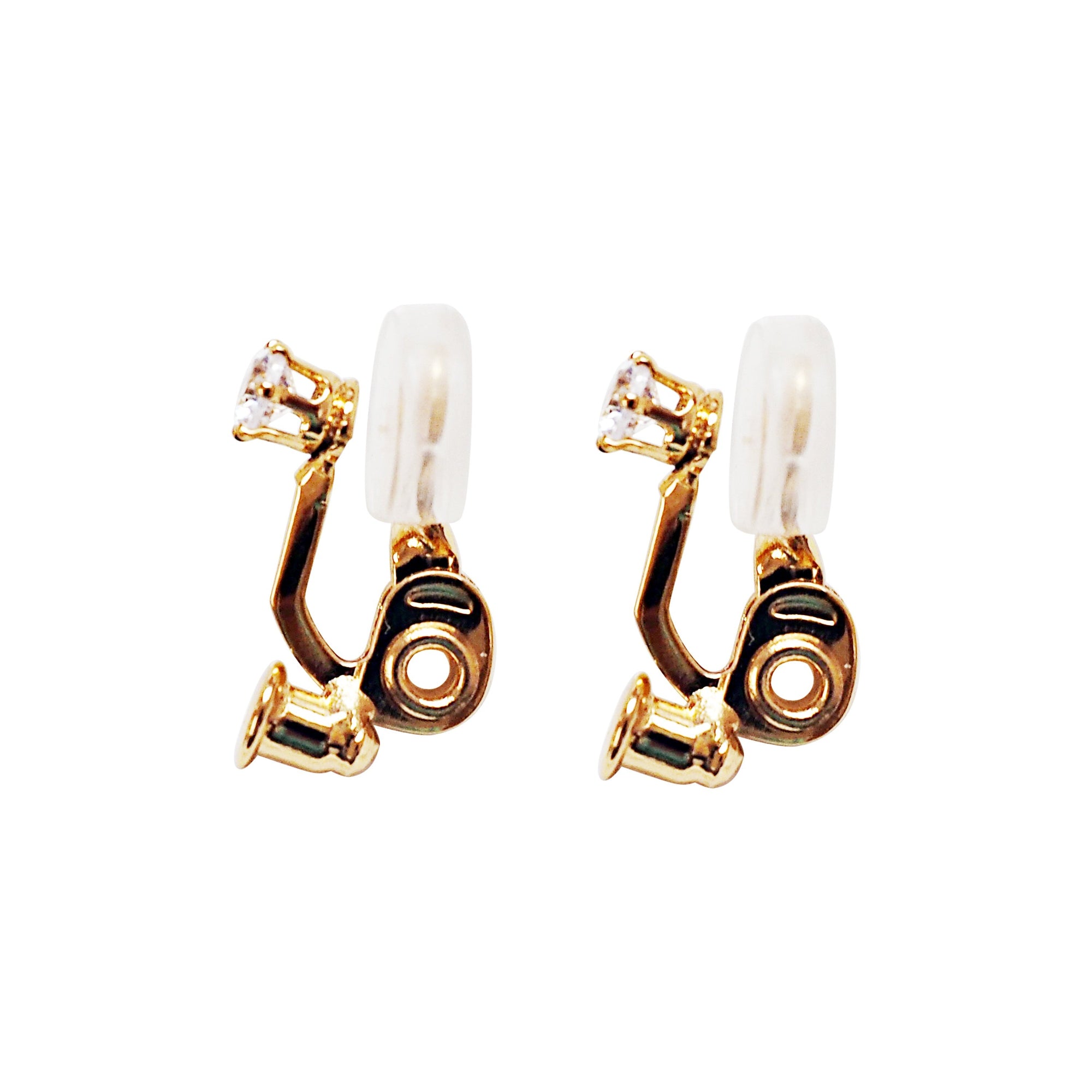 Comfortable clip angle adjustable clip on earring rhinestone converters ( Gold tone)