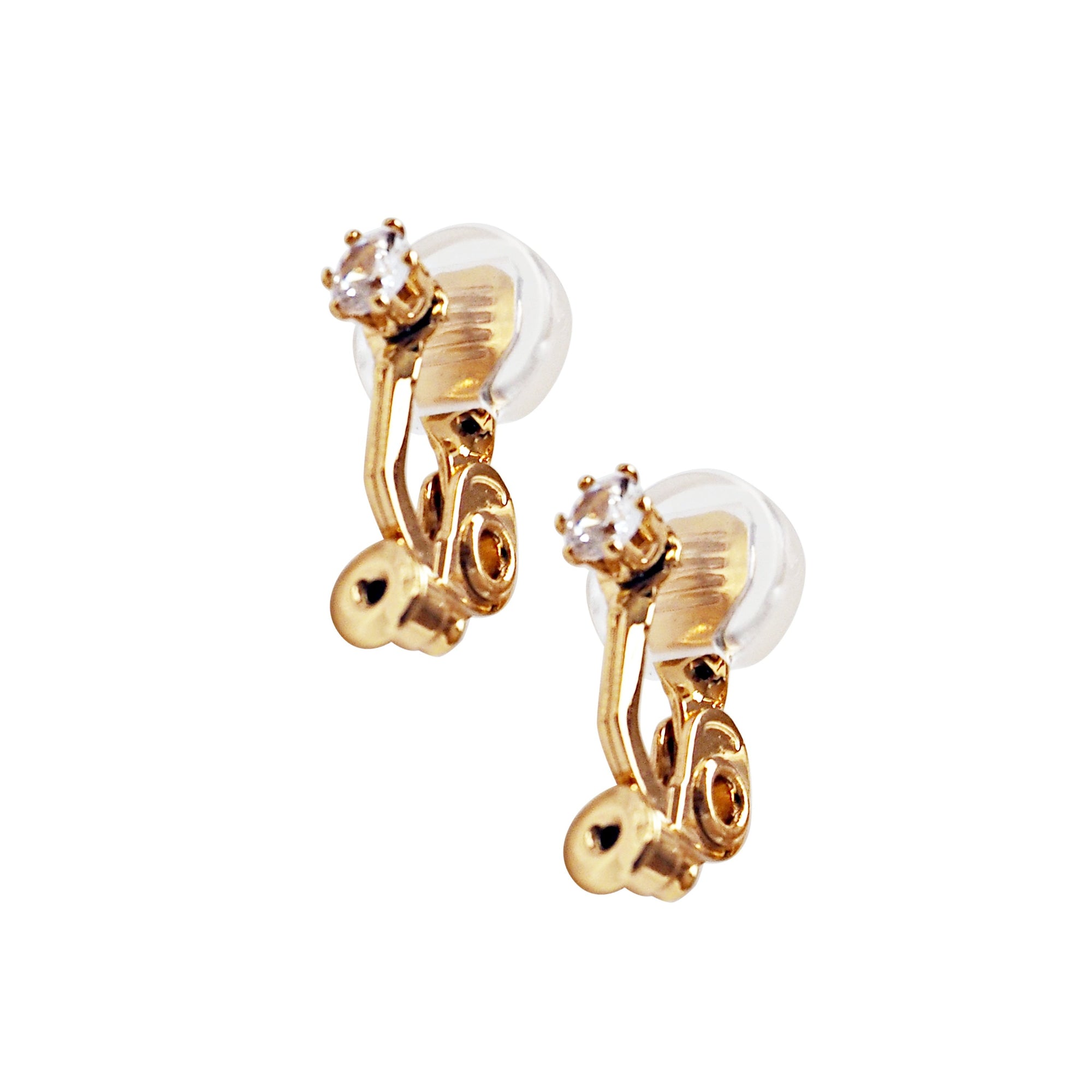 Comfortable clip angle adjustable clip on earring rhinestone converters ( Gold tone)
