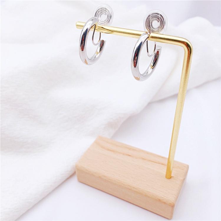 Silver 20mm Thick Hoop Clip Angle Adjustable Spiral Clip On Earrings