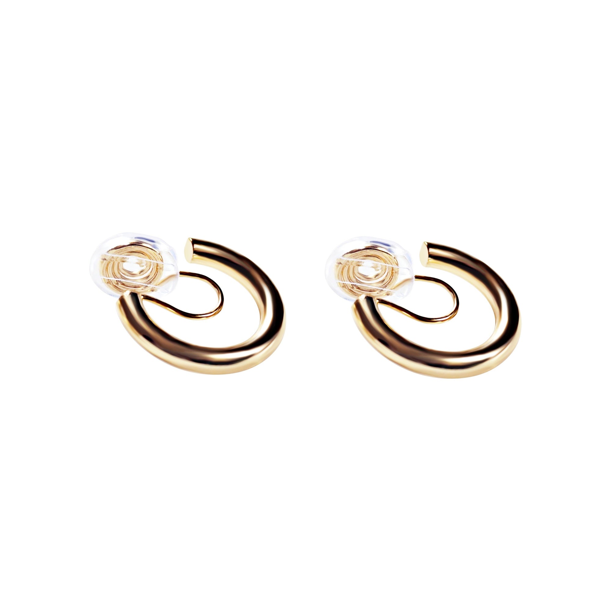 Gold 20mm Thick Hoop Clip Angle Adjustable Spiral Clip On Earrings