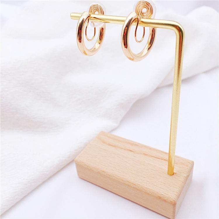 Gold 20mm Thick Hoop Clip Angle Adjustable Spiral Clip On Earrings