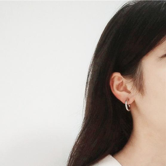 Silver 20mm Thick Hoop Clip Angle Adjustable Spiral Clip On Earrings