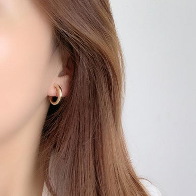 Gold 20mm Thick Hoop Clip Angle Adjustable Spiral Clip On Earrings