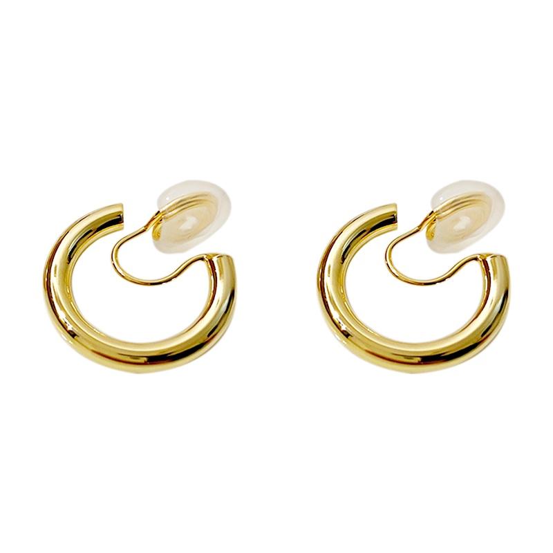 Gold 20mm Thick Hoop Clip Angle Adjustable Spiral Clip On Earrings