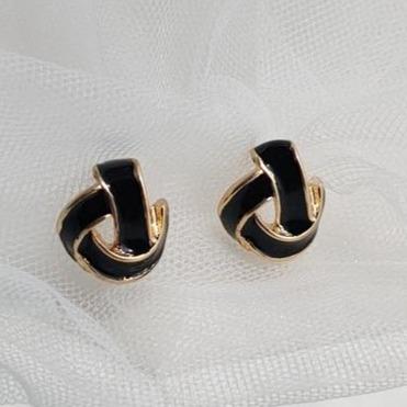Black Knot Invisible Clip On Earrings