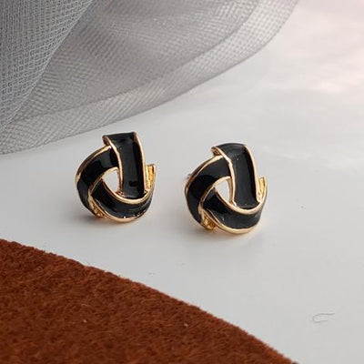 Black Knot Invisible Clip On Earrings