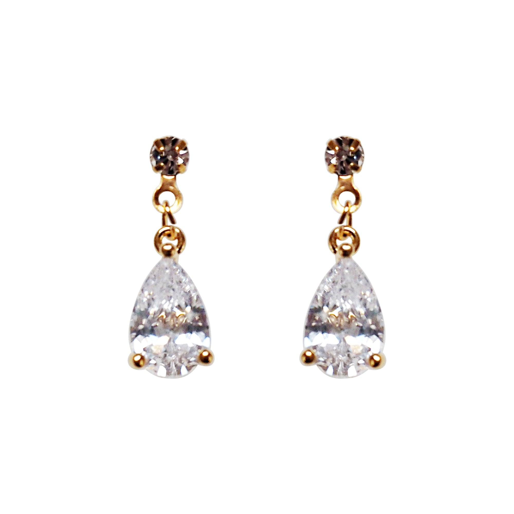 Copy of Dangle Teardrop Clear Cubic Zirconia Invisible Clip On earrings