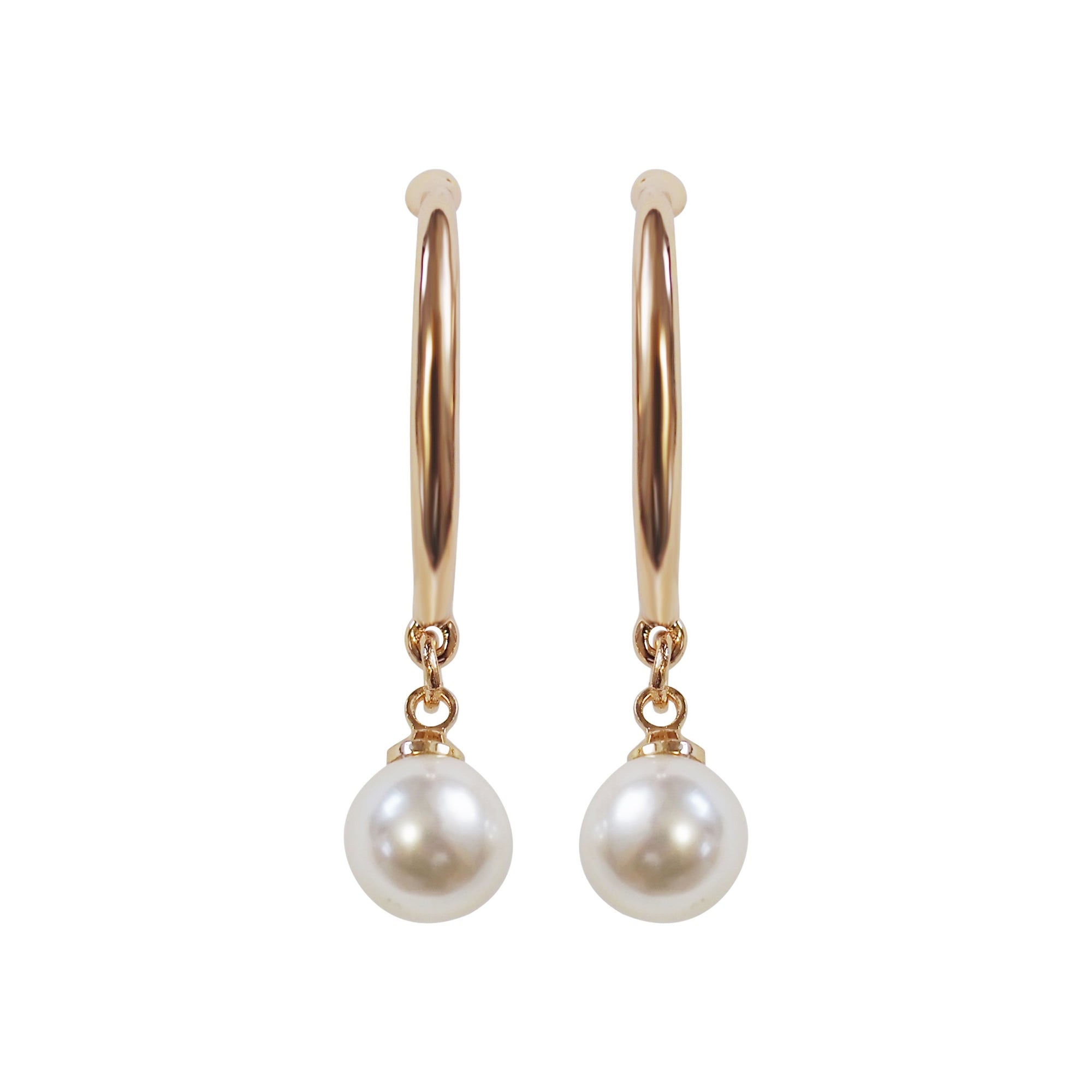 Dangle Gold White PearlEar Cuff Clip On Earrings