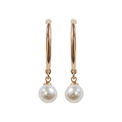 Dangle Gold White PearlEar Cuff Clip On Earrings