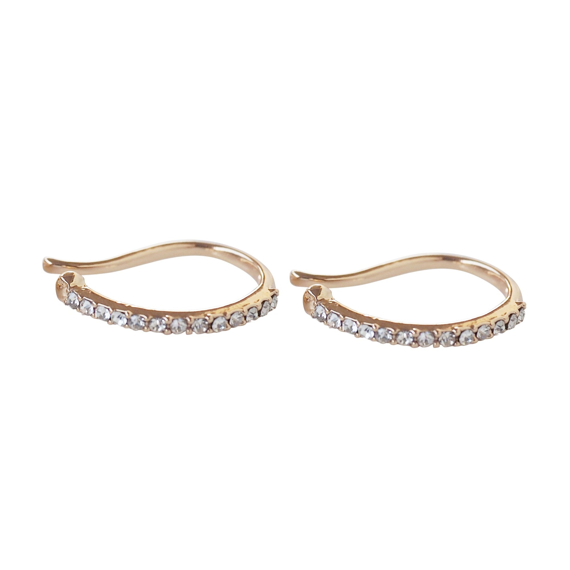 Gold Crystal Hoop Ear Cuff Clip On Earrings