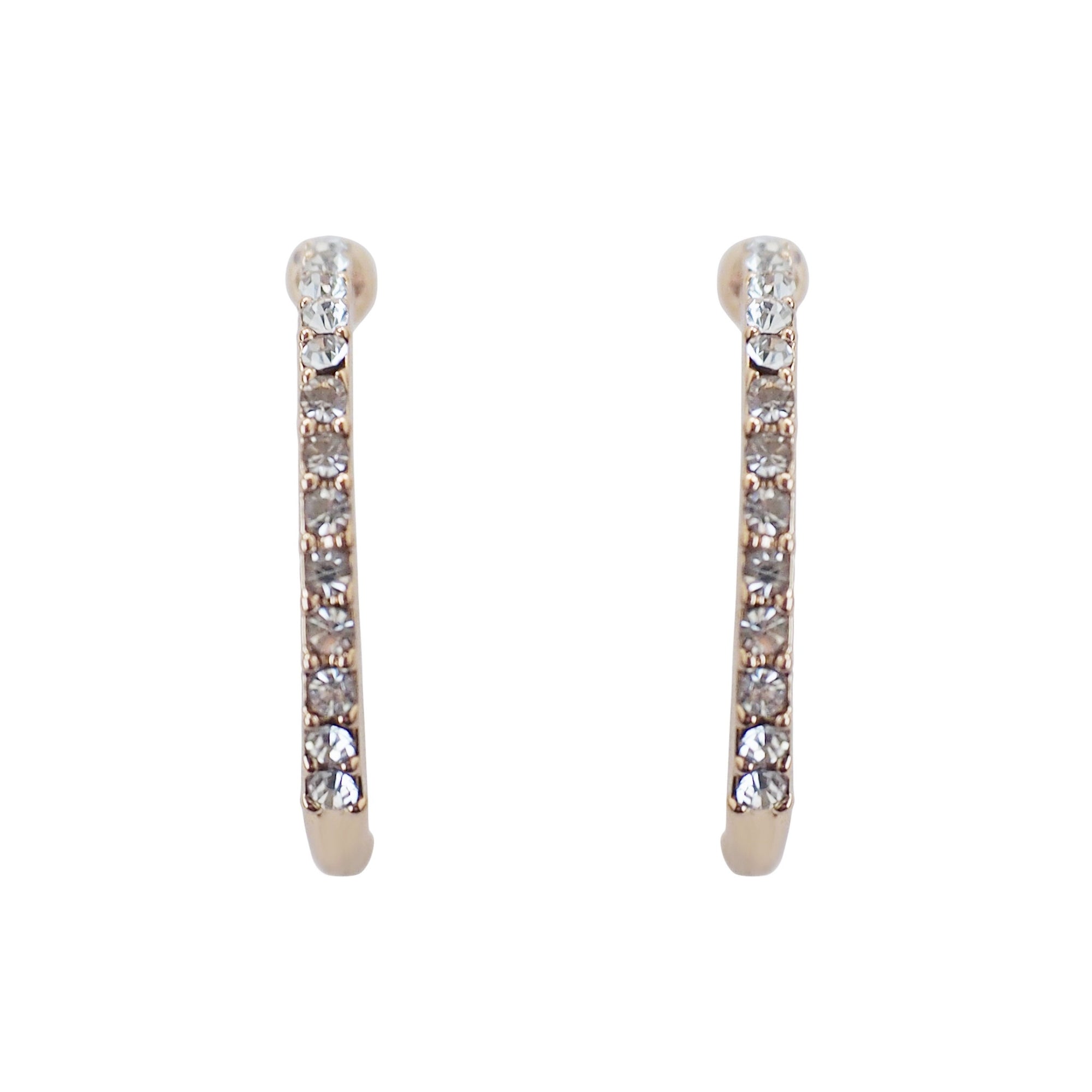 Gold Crystal Hoop Ear Cuff Clip On Earrings