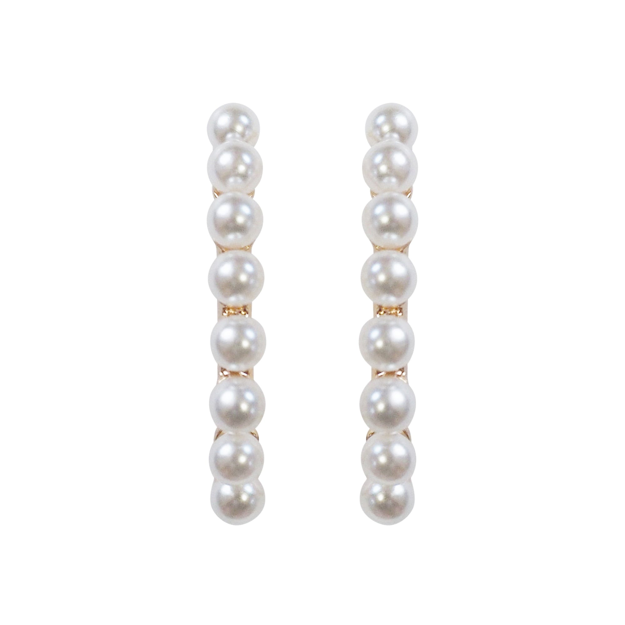 Gold Pearl Hoop Ear Cuff Clip On Earrings