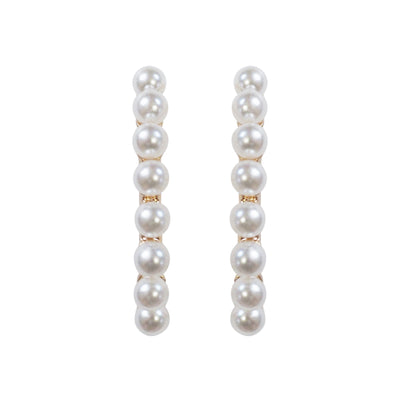 Gold Pearl Hoop Ear Cuff Clip On Earrings