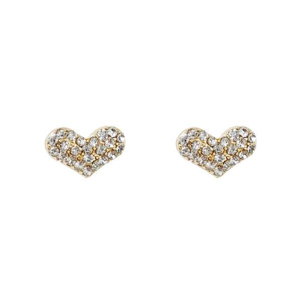 Clear Heart Crystal Rhinestone Pave Invisible Clip On Earrings