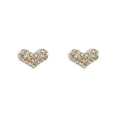 Clear Heart Crystal Rhinestone Pave Invisible Clip On Earrings