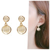Dangle Rounded Lucent Beige Crystal Rhinsetone Invisible Clip On Earrings