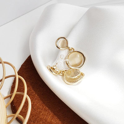 Dangle Rounded Lucent Beige Crystal Rhinsetone Invisible Clip On Earrings