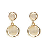 Dangle Rounded Lucent Beige Crystal Rhinsetone Invisible Clip On Earrings