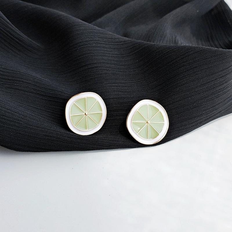 Green Lime Fruits Sliced Invisible Clip On Earrings