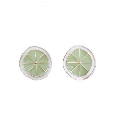 Green Lime Fruits Sliced Invisible Clip On Earrings